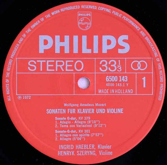 LP レコード ヘブラー&シェリングのモーツァルト/ヴァイオリンソナタ第