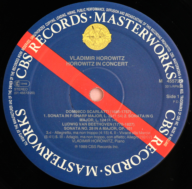 LP レコード ホロヴィッツ・イン・コンサート 1967／1968 蘭CBS 3734