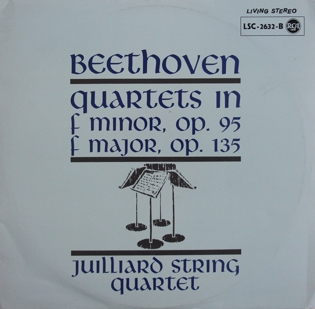 【独最初期盤】　ジュリアード四重奏団のベートーヴェン/弦楽四重奏曲第11「セリオーソ」、16番　独RCA　3734　LP レコード