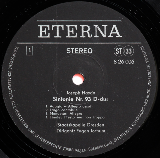 レコード LP版  洋楽 邦楽 LP レコード ヨッフムのハイドン/交響曲第93、94番「驚愕」 独ETERNA 3738