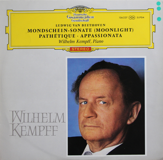 【赤ステレオ、独最初期盤】　ケンプのベートーヴェン/ピアノソナタ「月光」、「悲愴」、「熱情」　独DGG　3739　LP レコード