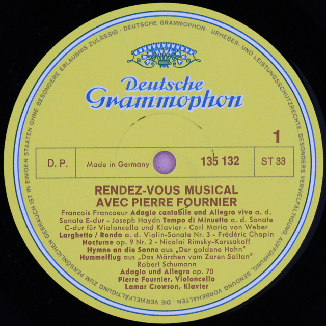LP レコード フルニエ、クロウソンのサン=サーンス/「白鳥」ほか 独DGG