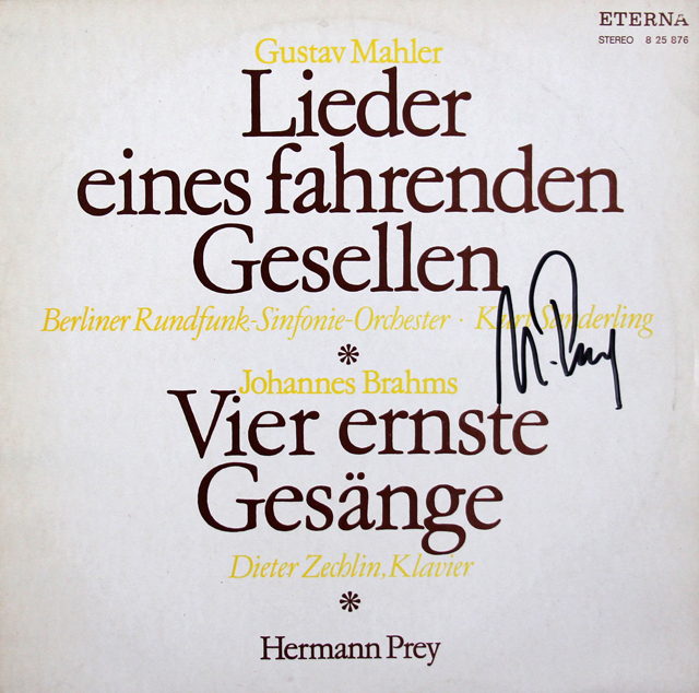 【直筆サイン入り】　プライのマーラー/「さすらう若人の歌」ほか　独ETERNA　3742　LP レコード