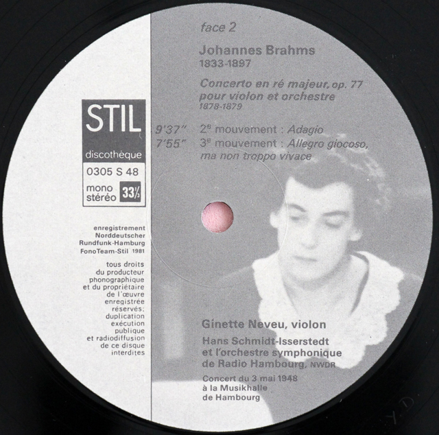 ジネット・ヌヴー／ブラームス　ヴァイオリン協奏曲【仏STIL盤】 ブラームス：ヴァイオリン協奏曲、ショーソン：詩曲 ジネット・ヌヴー