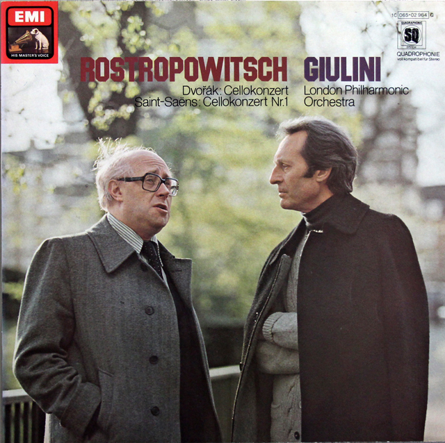 ロストロポーヴィチ、ジュリーニのドヴォルザーク/チェロ協奏曲ほか　独EMI　3742　LP レコード