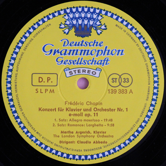 LP レコード オリジナル盤 アルゲリッチ、アバドのショパン、リスト