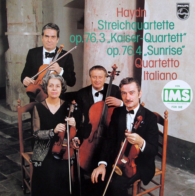 イタリア四重奏団のハイドン/弦楽四重奏曲第77番「皇帝」、第78番「日の出」　蘭PHILIPS　3743　LP レコード