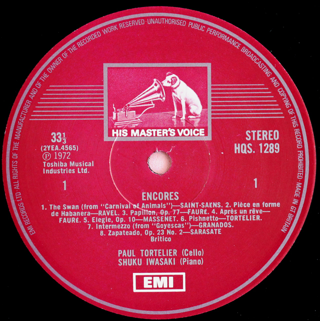 LP レコード トルトゥリエ&岩崎淑/アンコール集 英EMI 3743