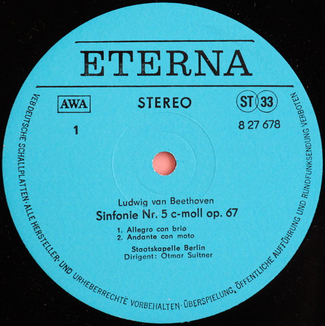 LP レコード スウィトナーのベートーヴェン/交響曲第5番 独ETERNA 3743