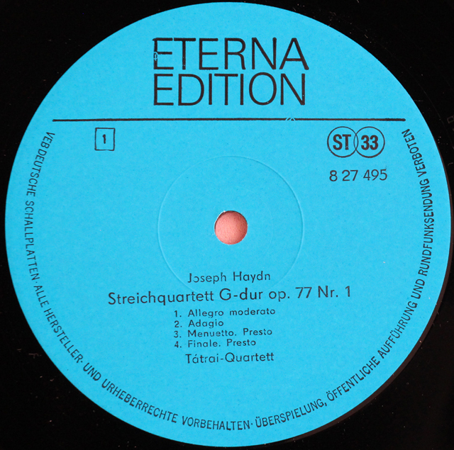 LP レコード タートライ四重奏団のハイドン/弦楽四重奏曲第77番第1番