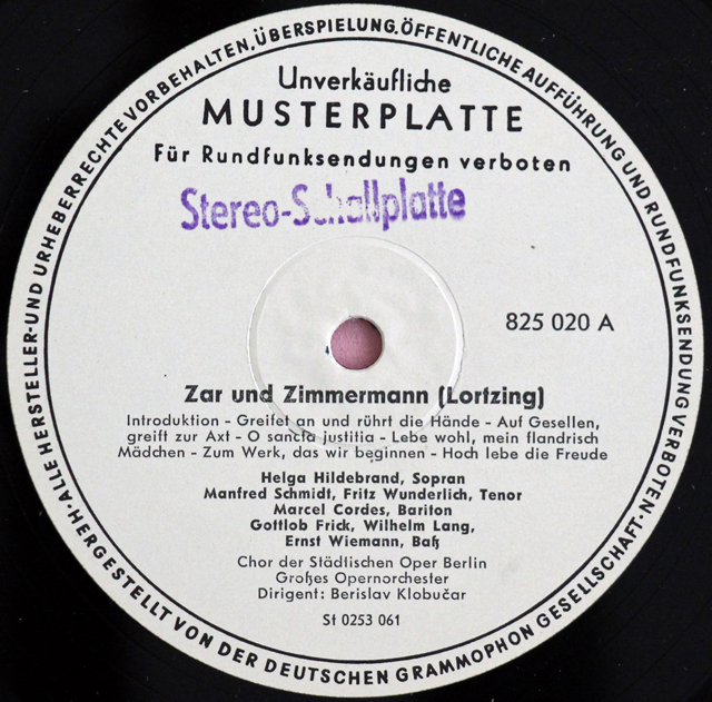LP レコード テストプレス クロブチャル、ヴンダーリッヒの
