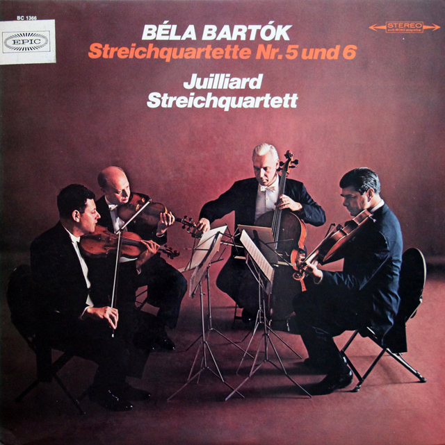 ジュリアード四重奏団のバルトーク/弦楽四重奏曲第5、6番　独EPIC　3744　LP レコード
