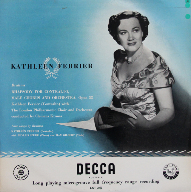 フェリア、クラウスのブラームス/アルト・ラプソディーほか　独DECCA　3744　LP レコード