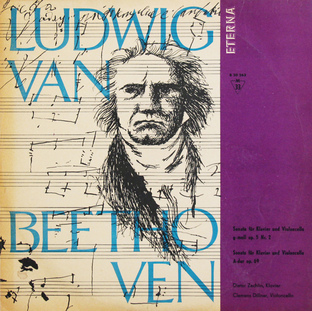 ツェヒリン、ディルナーのベートーヴェン/チェロソナタ第2、3番　独ETERNA　3744　LP レコード