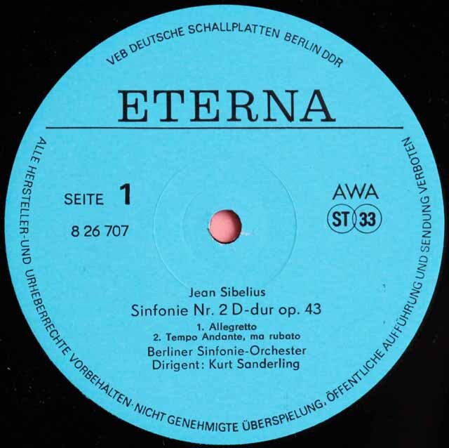 LP レコード ザンデルリンクのシベリウス/交響曲第2番 独ETERNA 3745
