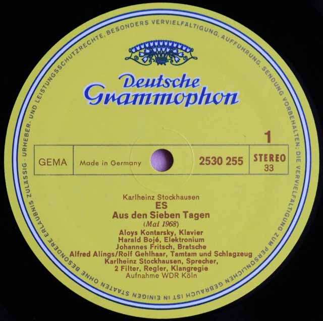 LP レコード シュトックハウゼン/「7つの日」より「エス」、「上昇