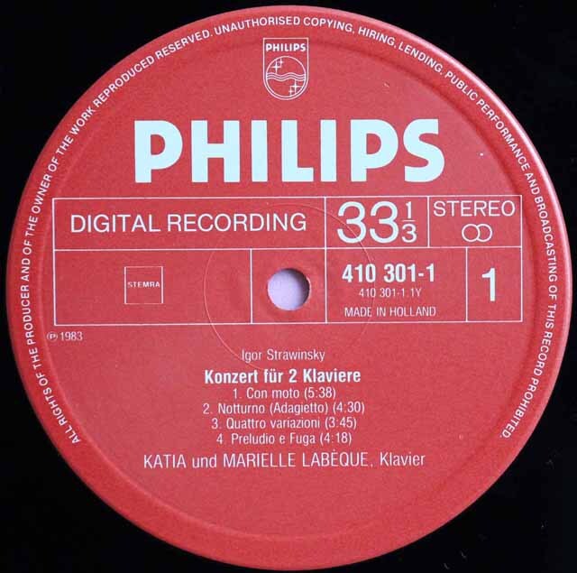 LP レコード ラベック姉妹のストラヴィンスキー/ペトルーシュカからの3