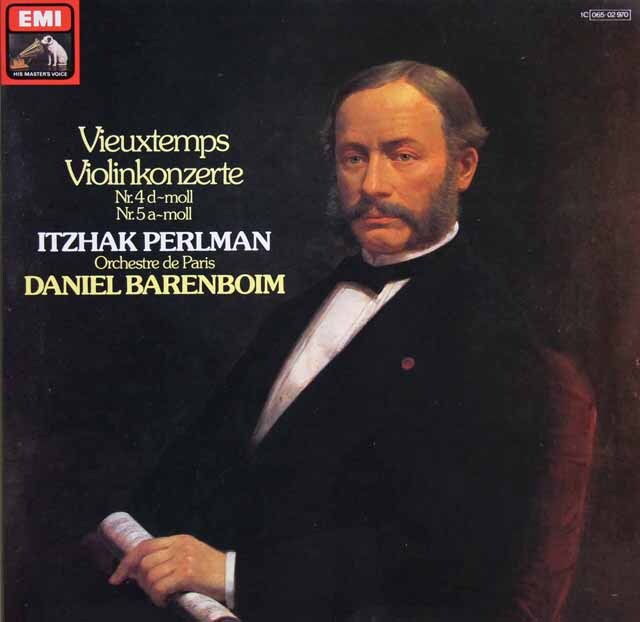 パールマン、バレンボイムのヴュータン/ヴァイオリン協奏曲第4、5番　独EMI　3745　LP レコード