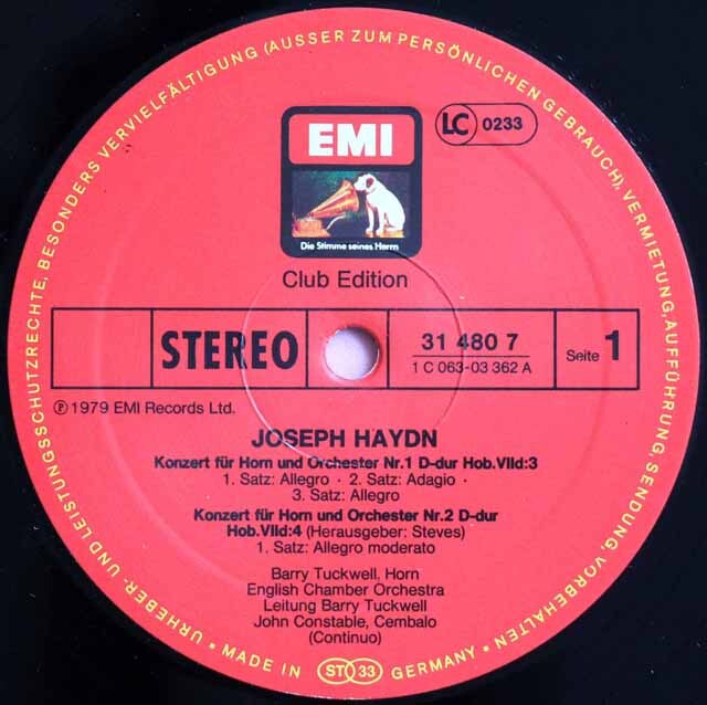 LP レコード タックウェルのハイドン/ホルン協奏曲第1、2番ほか 独EMI 3745