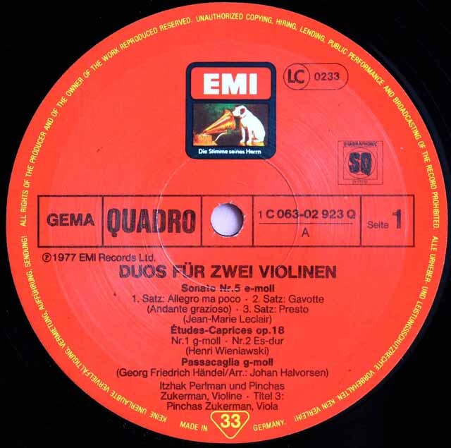 LP レコード パールマン、ズッカーマンのシュポア/デュオ・コンチェル