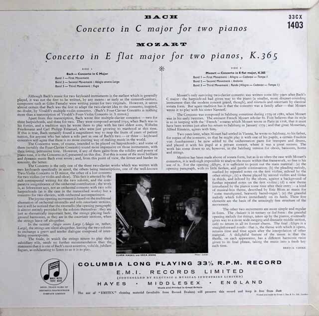 バッハ、モーツァルト　レコード3セット LP レコード オリジナル盤 ハスキル&アンダのバッハ&モーツァルト/2台