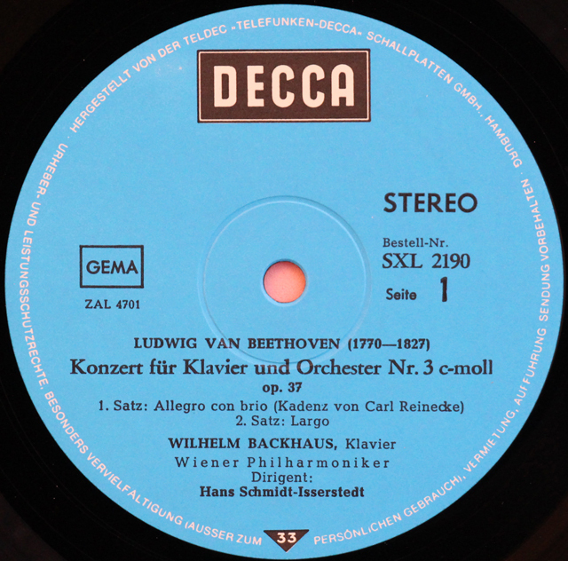 LP レコード バックハウス、イッセルシュテットのベートーヴェン