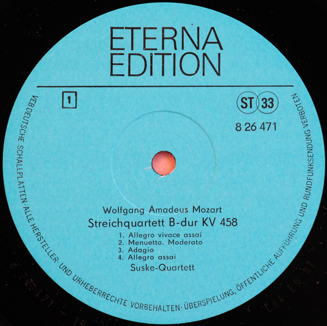 LP レコード ズスケ四重奏団のモーツァルト/弦楽四重奏曲第16番&第17番