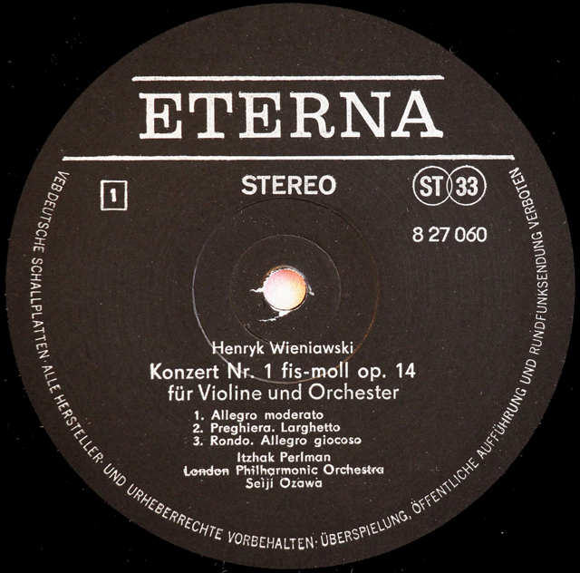 LP レコード パールマン&小澤のヴィエニャフスキ/ヴァイオリン協奏曲