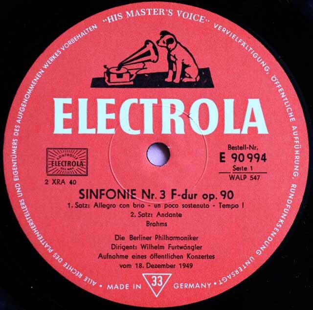 Amine limbo レコード盤 2枚 (1枚購入も可)リミテッドエディション LP レコード フルトヴェングラーのブラームス/交響曲第3番 独EMI 3801
