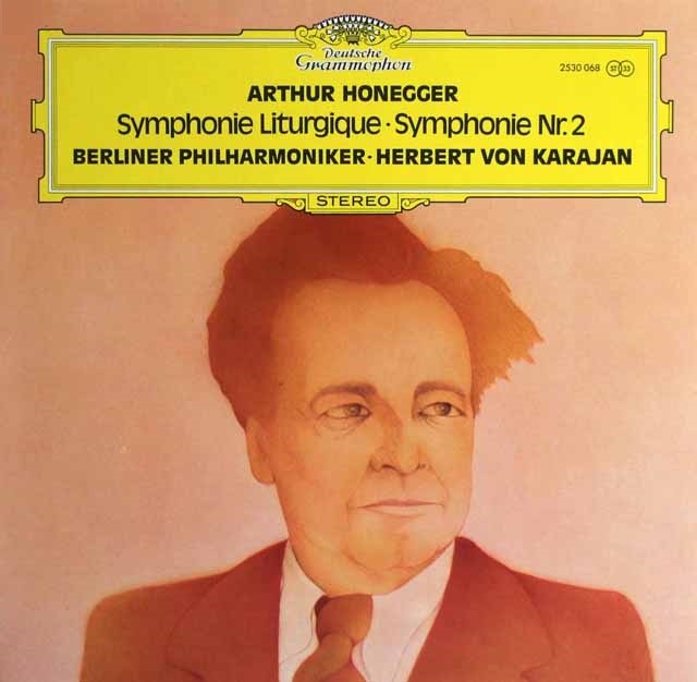 カラヤンのオネゲル/交響曲第2、3番「典礼風」　独DGG　3801　LP レコード