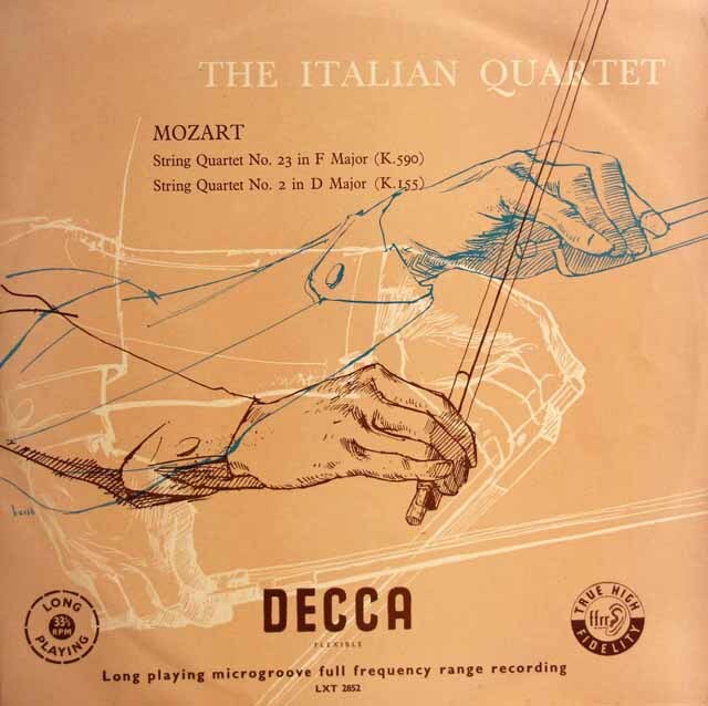 イタリア四重奏団のモーツァルト/弦楽四重奏曲第23、2番　独DECCA　3801　LP レコード