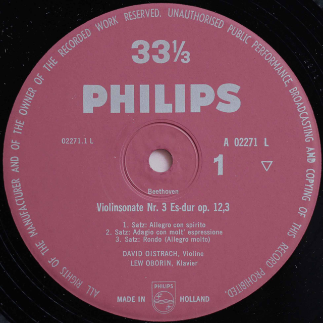 LP レコード オイストラフ、オボーリンのベートーヴェン/ヴァイオリン