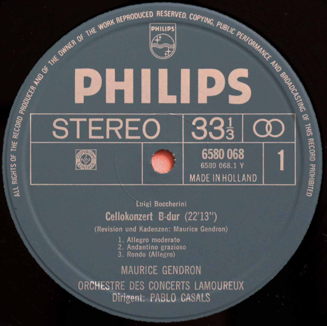 LP レコード ジャンドロンのボッケリーニ/チェロ協奏曲集 蘭PHILIPS 3802