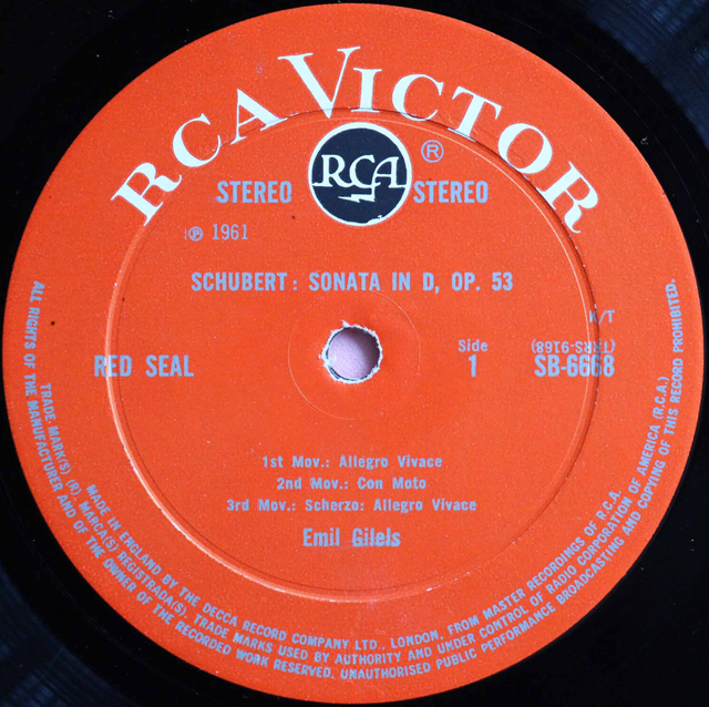 LP レコード ギレリスのシューベルト/ピアノソナタ集 英RCA 3802