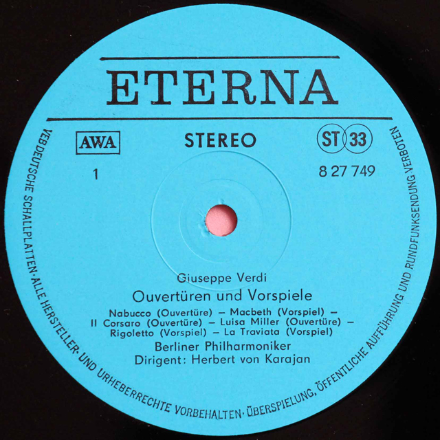LP レコード カラヤンのヴェルディ/序曲・前奏曲全集 独ETERNA 3802