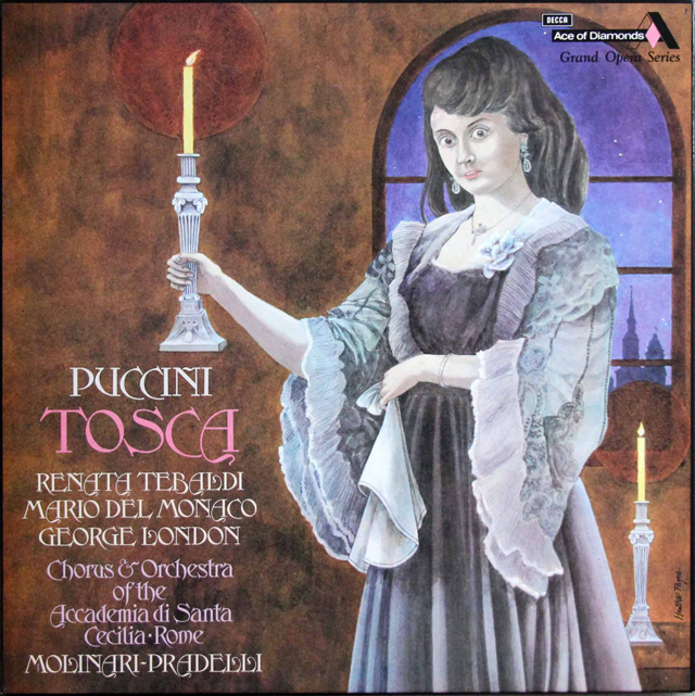 テバルディ、デル・モナコのプッチーニ/「トスカ」全曲　英DECCA(Ace of Diamonds)　3802　LP レコード