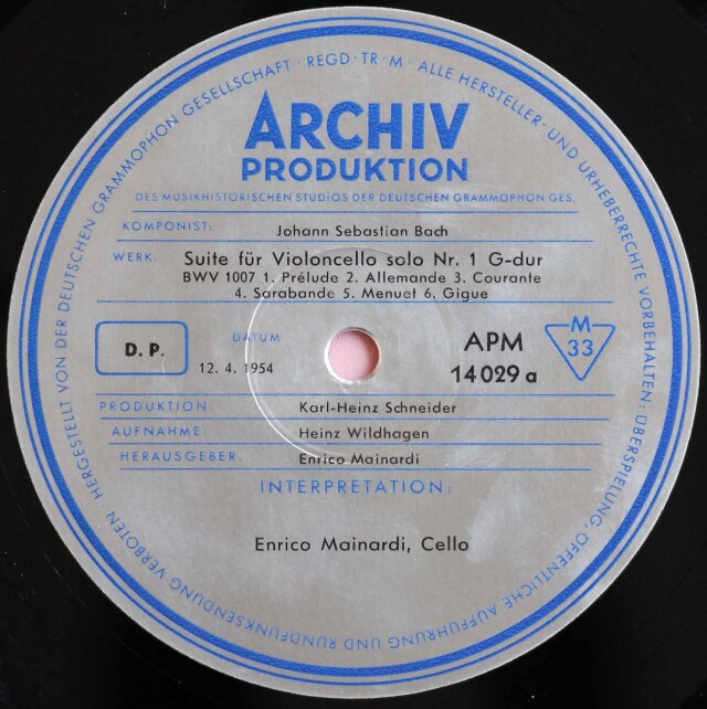 LP レコード マイナルディのバッハ/無伴奏チェロ組曲第1&2番 独ARCHIV 3803