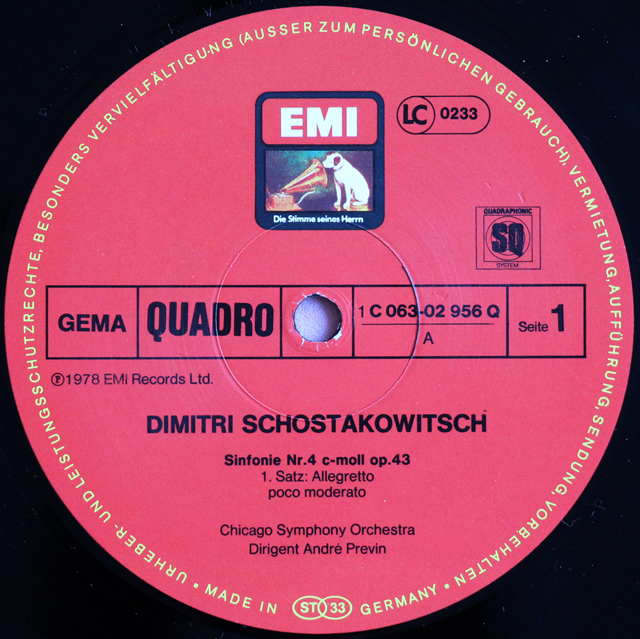 LP レコード プレヴィンのショスタコーヴィチ/交響曲第4番 独EMI 3803
