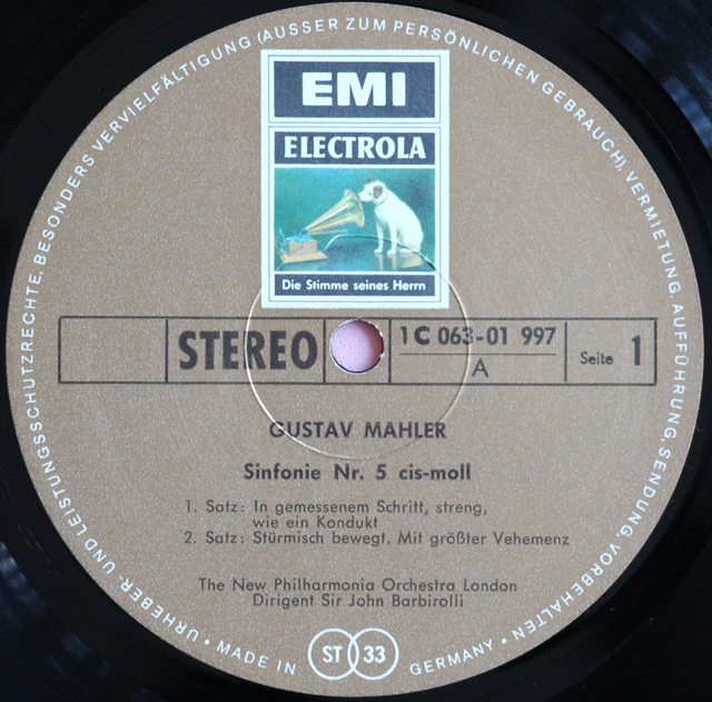 LP レコード バルビローリのマーラー/交響曲第5番ほか 独EMI 3803