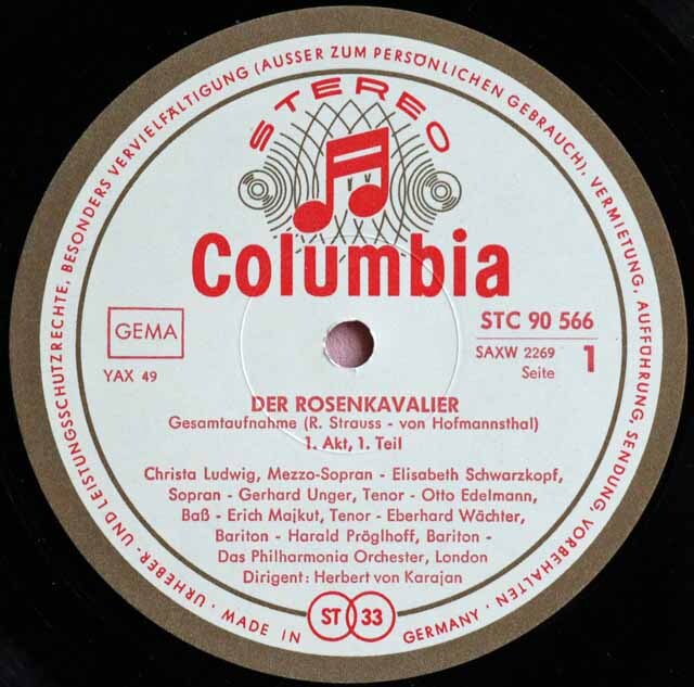 LP レコード 独最初期盤 カラヤンのR.シュトラウス/「ばらの騎士」全曲