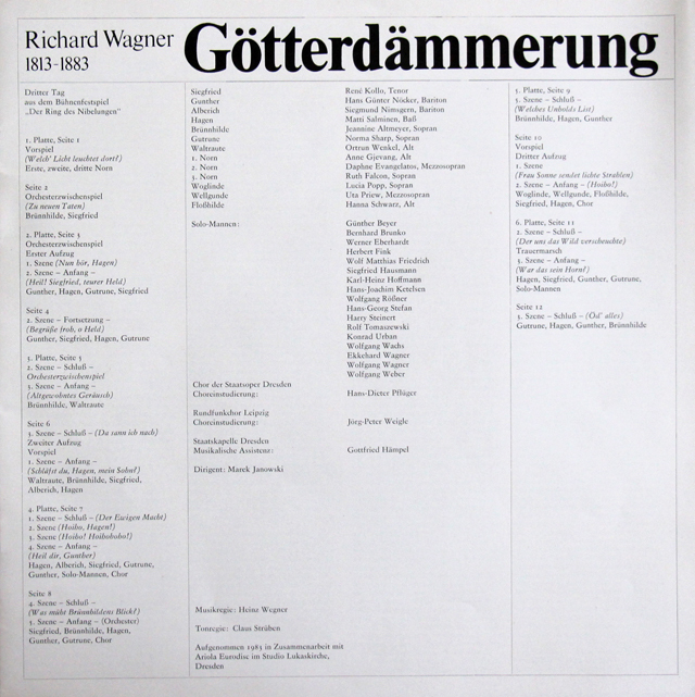 LP レコード ヤノフスキのワーグナー/「神々の黄昏」全力 独ETERNA 3803