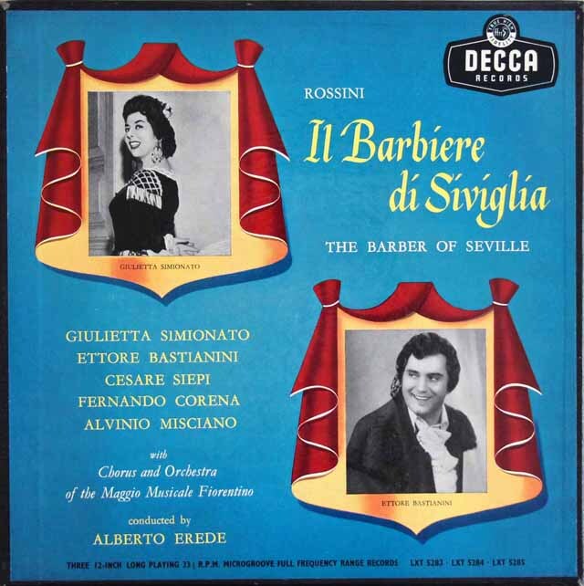 【オリジナル盤】　シミオナート、エレーデのロッシーニ/「セビリアの理髪師」全曲　英DECCA　3804　LP レコード