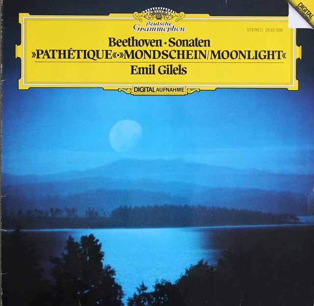 ギレリスのベートーヴェン/ピアノソナタ第14番「月光」ほか　独DGG　3805　LP レコード