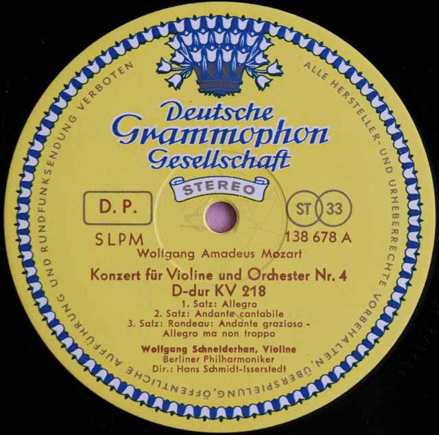 LP レコード モノラル シュナイダーハンのモーツァルト/ヴァイオリン