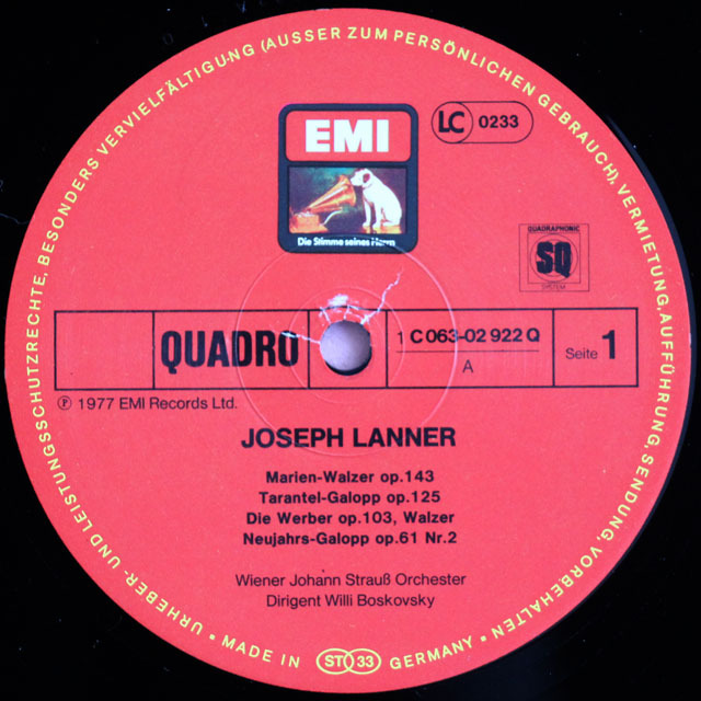 LP レコード ボスコフスキーのランナー/ワルツとガロップ 独EMI 3806