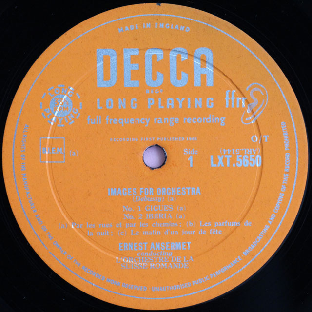 LP レコード アンセルメのファリャ/「三角帽子」ほか 英DECCA 3807