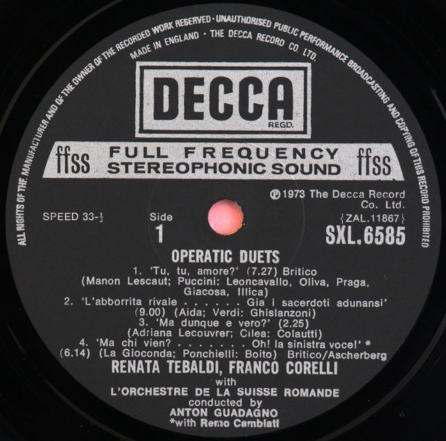 LP レコード オリジナル盤 テバルディ、コルレリの二重唱集 英DECCA 3807
