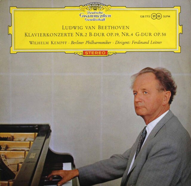 【赤ステレオ、独最初期盤】　ケンプ、ライトナーのベートーヴェン/ピアノ協奏曲第2、4番　独DGG　3808　LP レコード