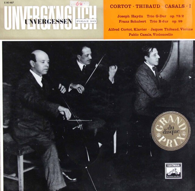コルトー、ティボー&カザルスのハイドン&シューベルト/三重奏曲集　独ELECTROLA　3808　LP レコード