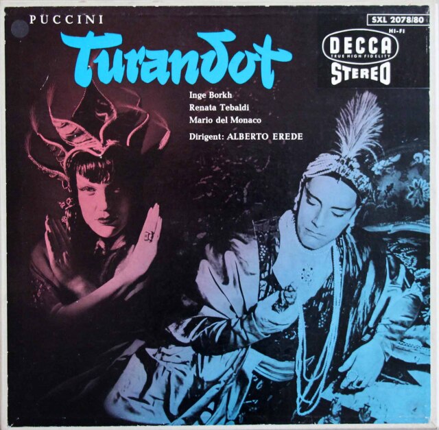 【ドイツ最初期盤】テバルディ、デル・モナコのプッチーニ/「トゥーランドット」全曲 独DECCA 3808 LP レコード